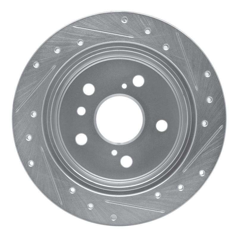 Lexus ES300 Brake Rotor (1) - Rear Left - R1 Concepts - Drilled & Slotted - Silver - `02-`08